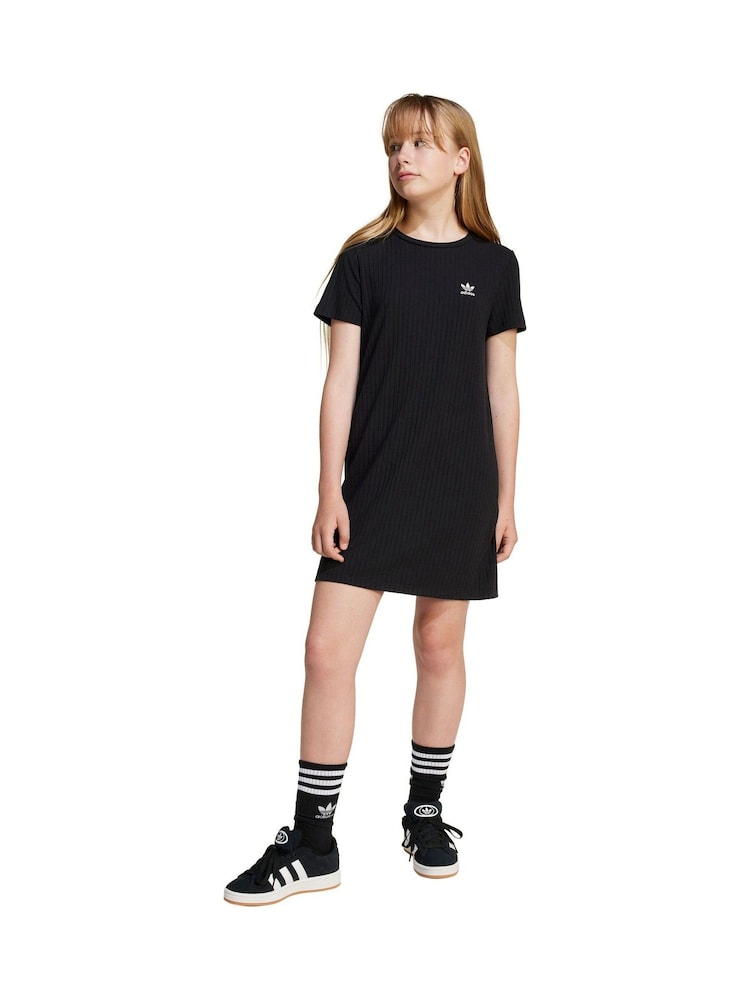 adidas Originals Black Ribbed Dress - Image 1 of 6