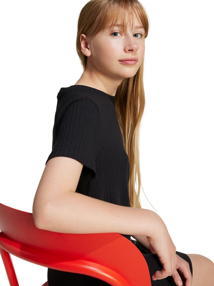 adidas Originals Black Ribbed Dress - Image 3 of 6
