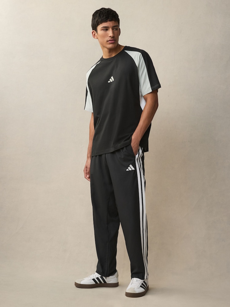 adidas Black Essentials 3-Stripes Stanford Open Hem Joggers - Image 2 of 6 adidas Black Essentials 3-Stripes Stanford Open Hem Joggers - Image 2 of 6