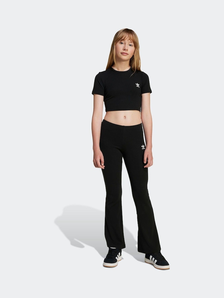 adidas Originals Black Ribbed Crop T-Shirt - Image 3 of 6