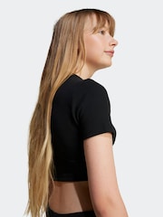 adidas Originals Black Ribbed Crop T-Shirt - Image 5 of 6