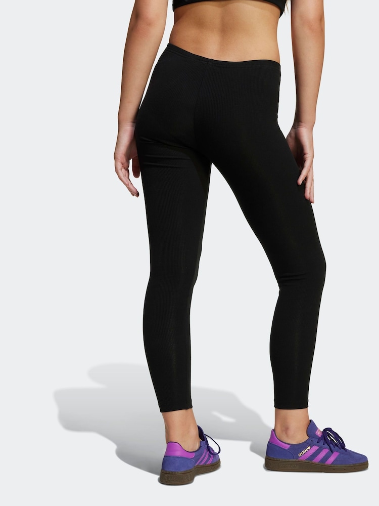 adidas Originals Black Ribbed Leggings - Image 2 of 6