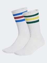 adidas originals White Ribbed Crew Socks 2 Pack - Image 1 of 4