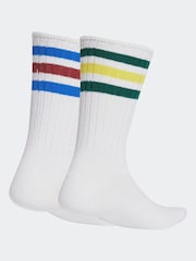 adidas originals White Ribbed Crew Socks 2 Pack - Image 2 of 4