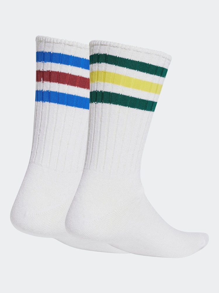 adidas originals White Ribbed Crew Socks 2 Pack - Image 2 of 4