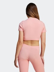 adidas Originals Pink Ribbed Crop T-Shirt - Image 2 of 6