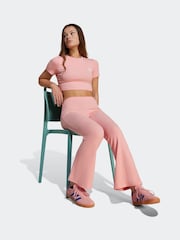 adidas Originals Pink Ribbed Crop T-Shirt - Image 3 of 6
