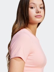 adidas Originals Pink Ribbed Crop T-Shirt - Image 4 of 6
