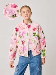 Baker by Ted Baker Pink Floral Quilted Bomber Jacket - Image 1 of 12