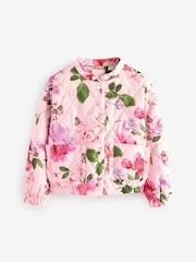 Baker by Ted Baker Pink Floral Quilted Bomber Jacket - Image 8 of 12