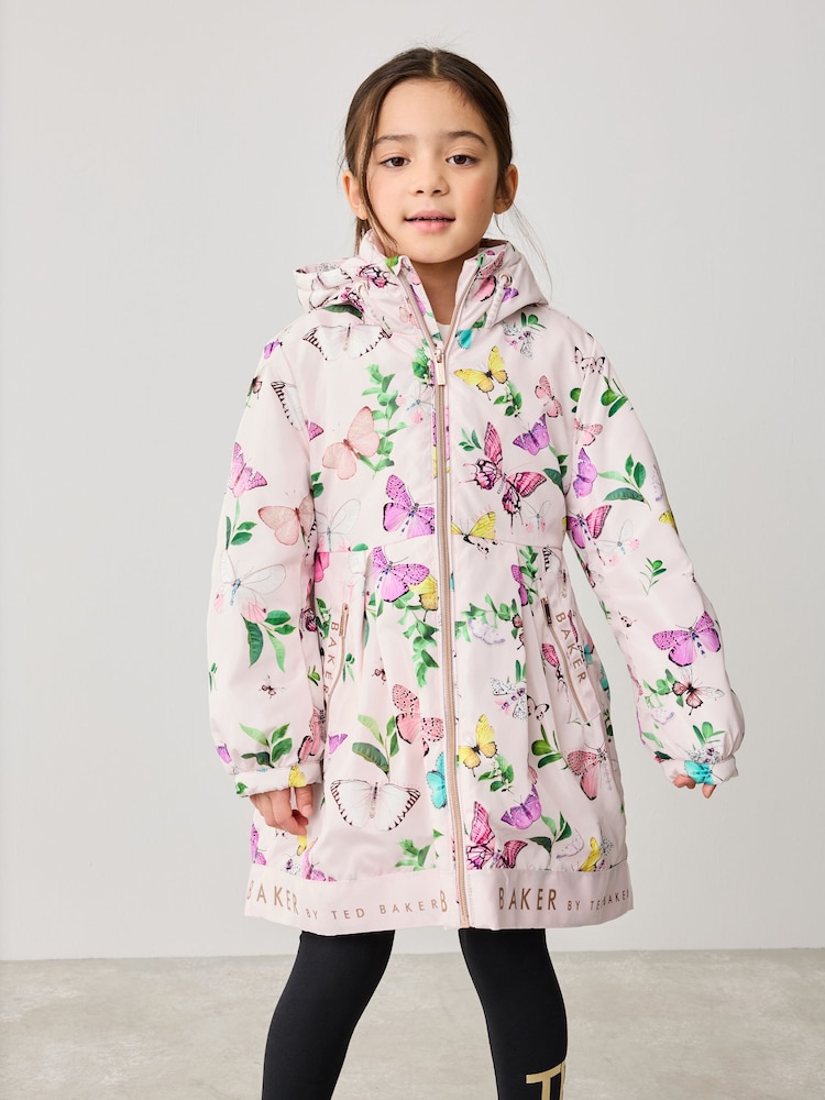 Baker by Ted Baker Pink Shower Resistant Floral Printed Rain Trench - Image 1 of 8