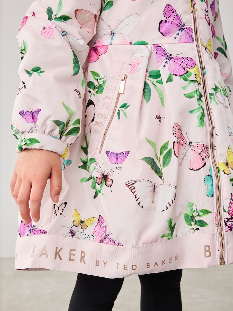 Baker by Ted Baker Pink Shower Resistant Floral Printed Rain Trench - Image 2 of 8