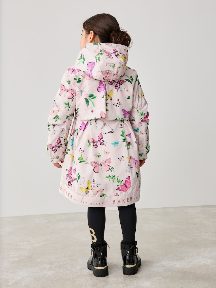 Baker by Ted Baker Pink Shower Resistant Floral Printed Rain Trench - Image 4 of 8