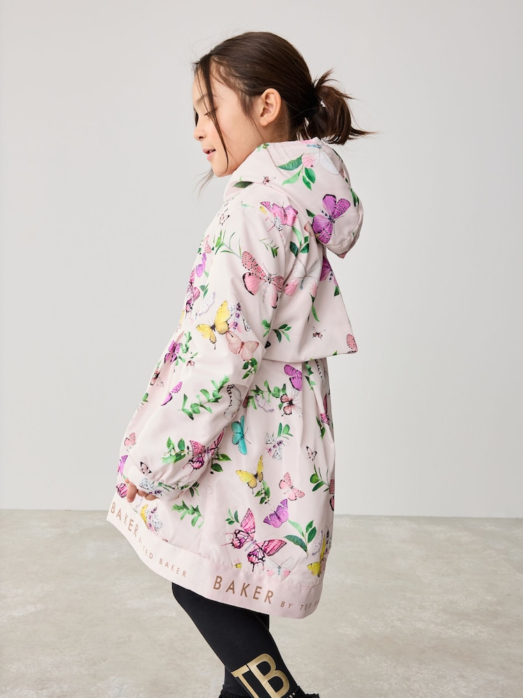 Baker by Ted Baker Pink Shower Resistant Floral Printed Rain Trench - Image 5 of 8