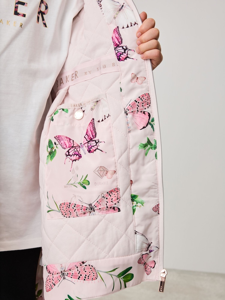 Baker by Ted Baker Pink Shower Resistant Floral Printed Rain Trench - Image 6 of 8