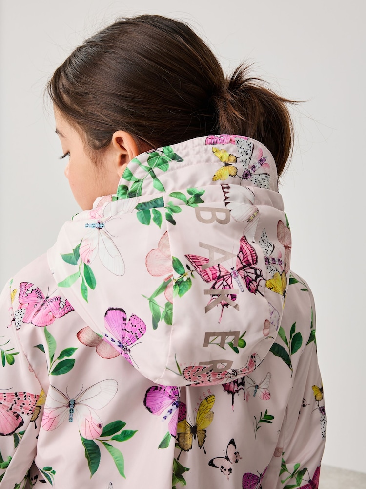 Baker by Ted Baker Pink Shower Resistant Floral Printed Rain Trench - Image 7 of 8