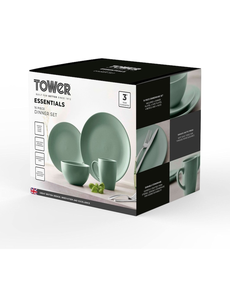 Tower 16 Piece Sage Dinner Set - Image 8 of 8 Tower 16 Piece Sage Dinner Set - Image 8 of 8