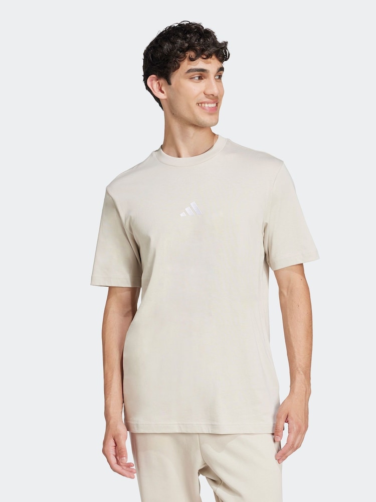 adidas Grey Essentials Small Logo Single 100% Cotton Jersey T-Shirt - Image 1 of 6