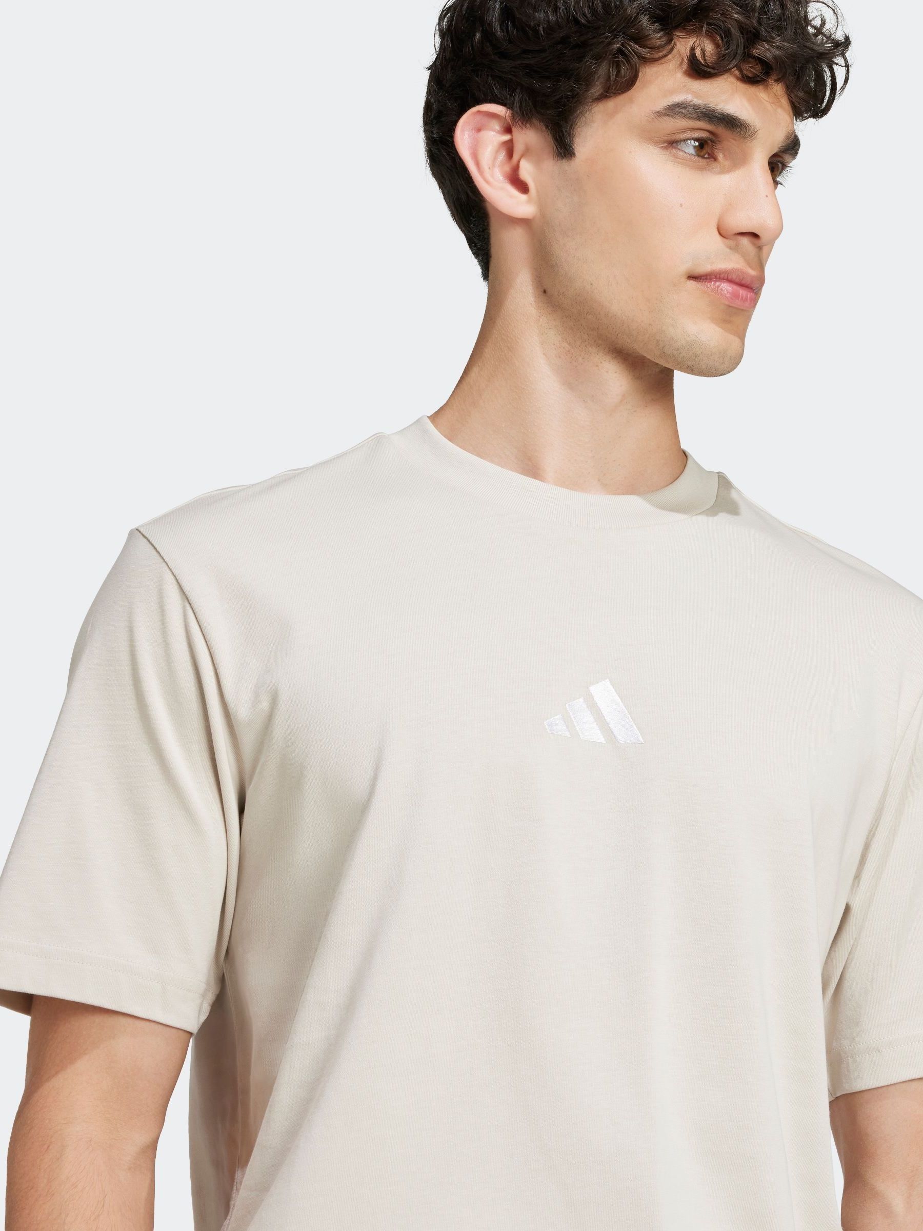 Buy adidas Beige Essentials Small Logo Single Jersey T-Shirt from
