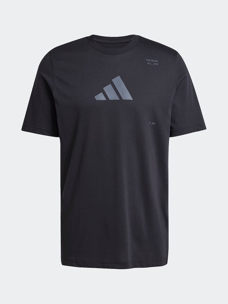 Черный - Футболка с графическим принтом категории All-Gym от adidas - Image 2 of 2