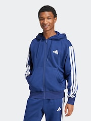 Blå - adidas Essentials 3-Stripes Fleece Hoodie - Bild 5 av 10