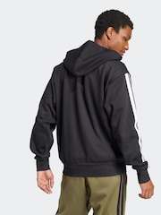 adidas Black Essentials 3-Stripes Fleece Hoodie - Image 2 of 6