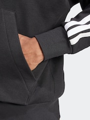 adidas Black Essentials 3-Stripes Fleece Hoodie - Image 5 of 6