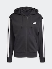 adidas Black Essentials 3-Stripes Fleece Hoodie - Image 6 of 6