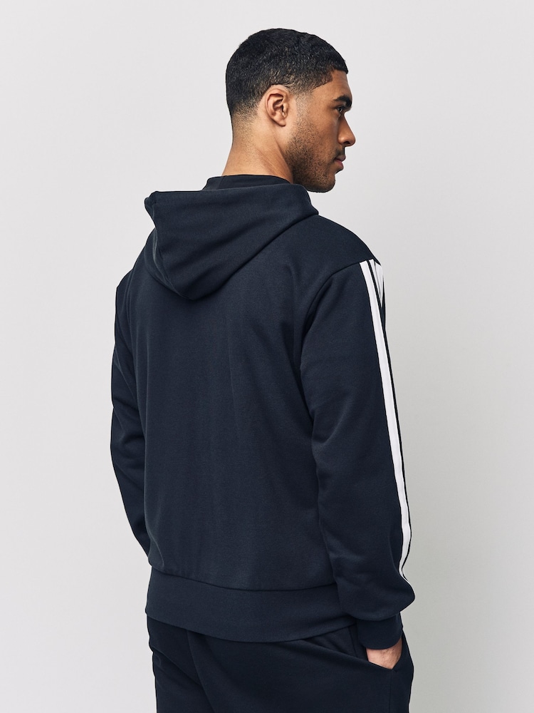 adidas Black Essentials 3-Stripes French Terry Full-Zip Hoodie - Image 2 of 7