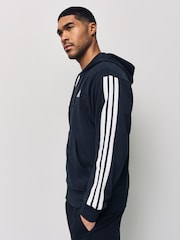 adidas Black Essentials 3-Stripes French Terry Full-Zip Hoodie - Image 5 of 7