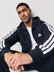 adidas Black Essentials 3-Stripes French Terry Full-Zip Hoodie - Image 6 of 7