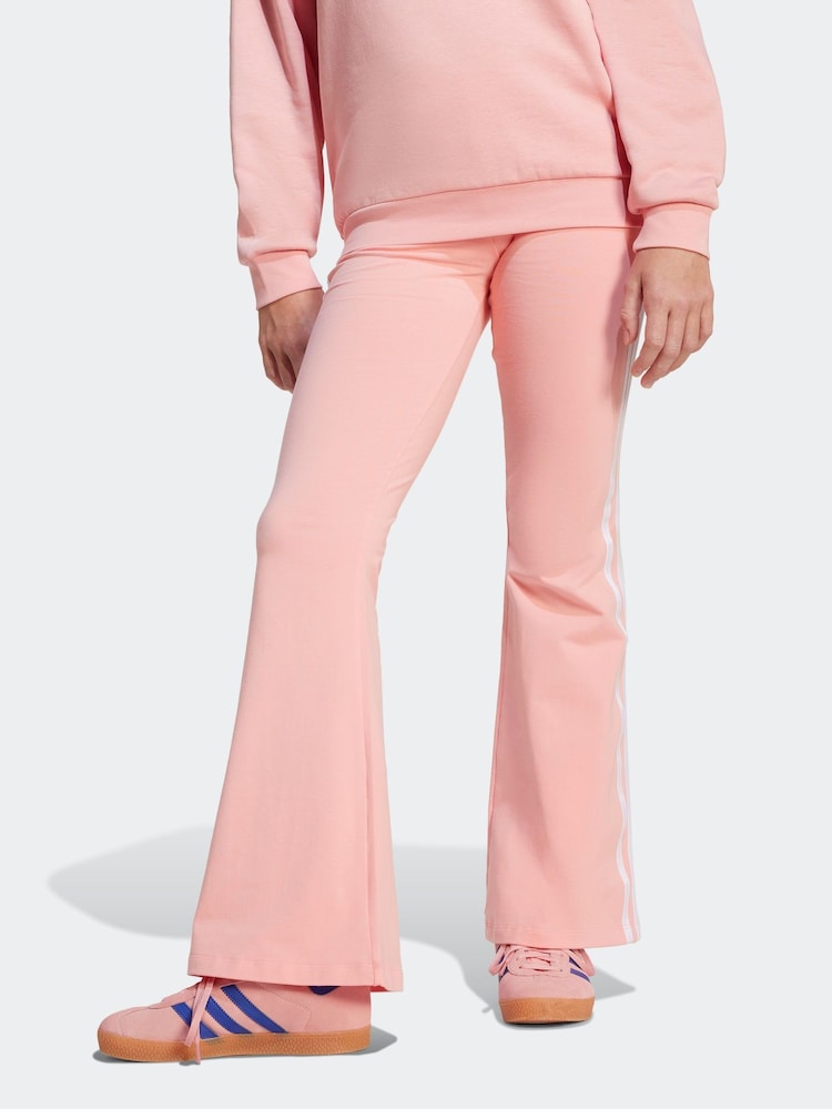 adidas originals Pink 3 Stripe Flared Leggings - Image 1 of 6