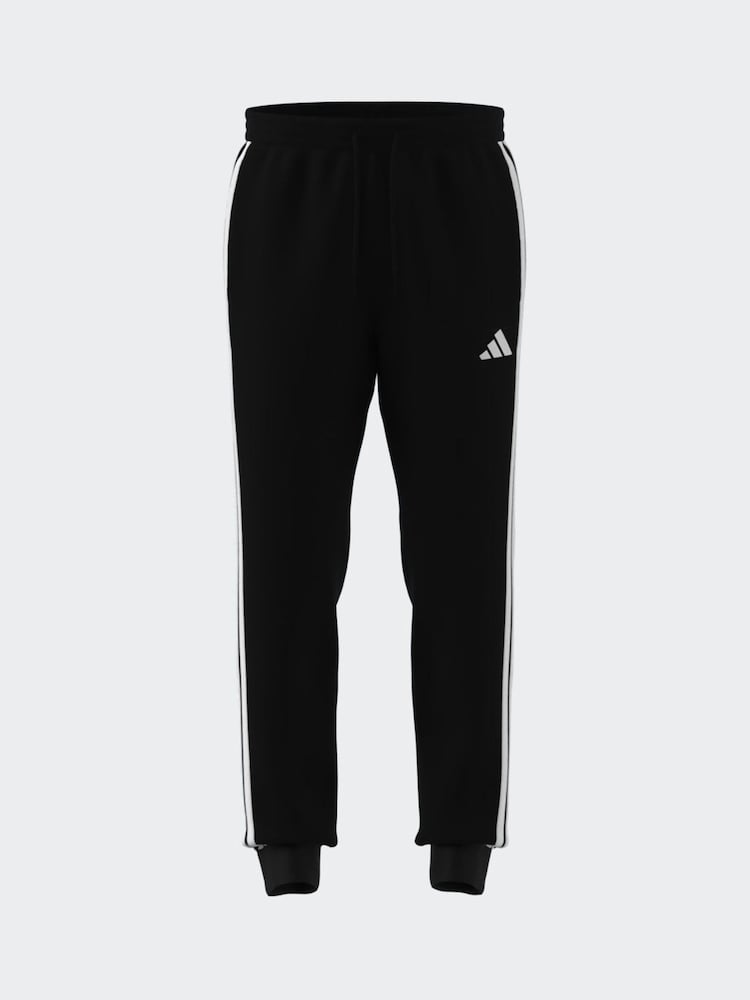 adidas Black Essentials 3-Stripes Fleece Joggers - Image 6 of 13