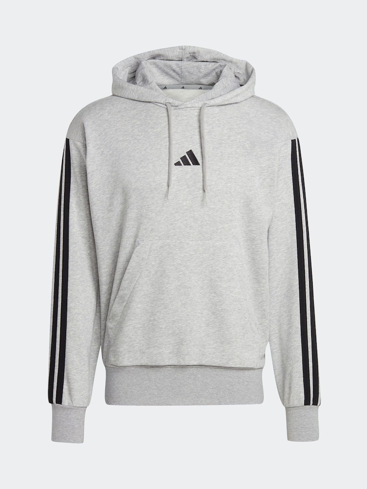 adidas Grey Essentials 3-Stripes French Terry Hoodie - Image 1 of 1