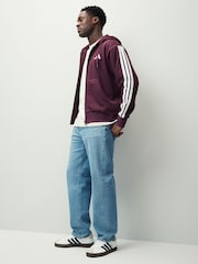 adidas Red Essentials 3-Stripes Fleece Hoodie - Image 2 of 6