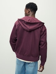 adidas Red Essentials 3-Stripes Fleece Hoodie - Image 3 of 6
