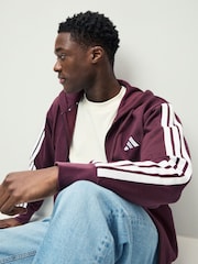 adidas Red Essentials 3-Stripes Fleece Hoodie - Image 4 of 6