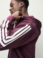 adidas Red Essentials 3-Stripes Fleece Hoodie - Image 5 of 6