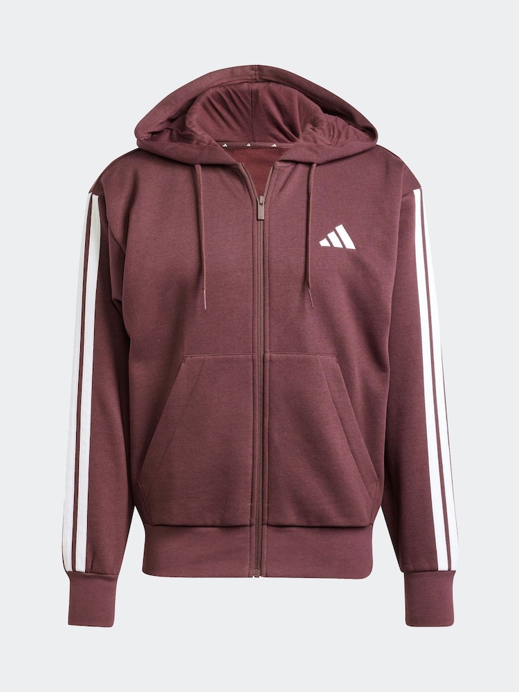 adidas Red Essentials 3-Stripes Fleece Hoodie - Image 6 of 6