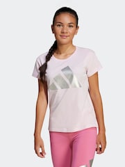 adidas Pink Winter Glam Metallic 100% Cotton T-Shirt - Image 1 of 6