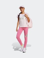 adidas Pink Winter Glam Metallic 100% Cotton T-Shirt - Image 3 of 6