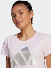 adidas Pink Winter Glam Metallic 100% Cotton T-Shirt - Image 6 of 6