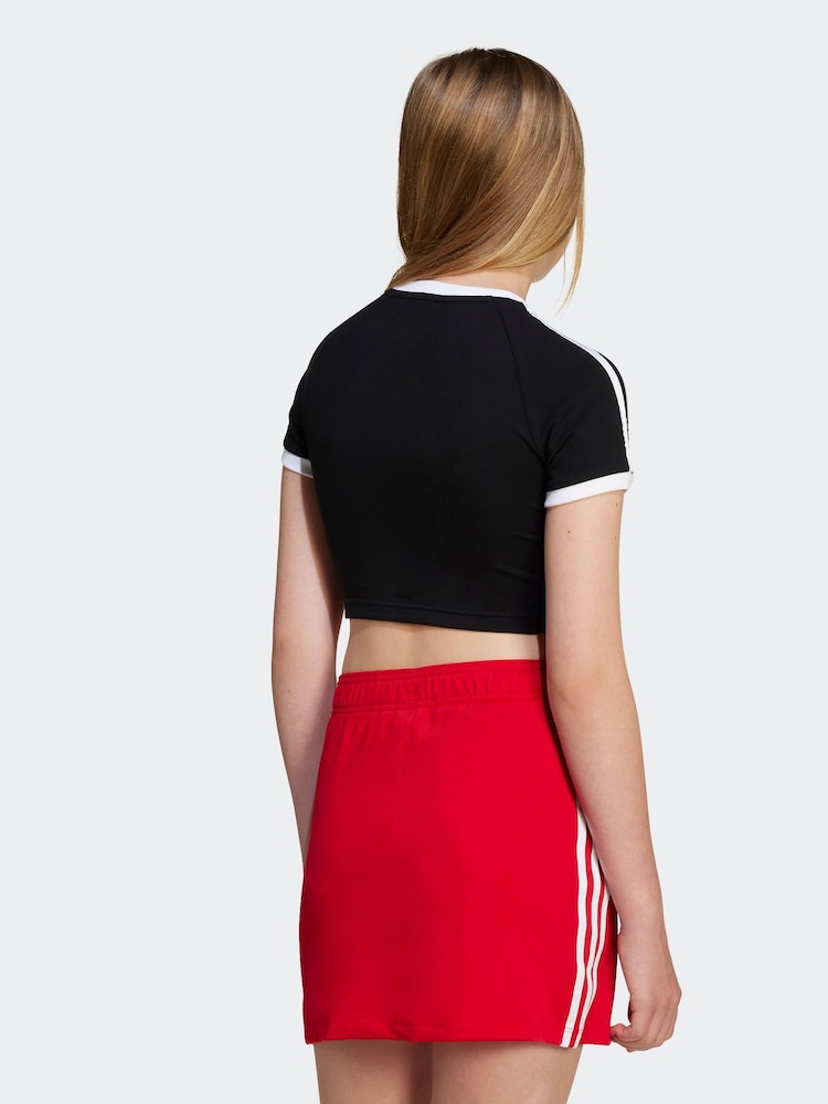 adidas originals Black 3 Stripe Crop T-Shirt - Image 2 of 5