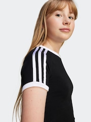 adidas originals Black 3 Stripe Crop T-Shirt - Image 4 of 5