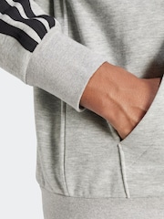 adidas Grey Essentials 3-Stripes Fleece Hoodie - Image 10 of 11