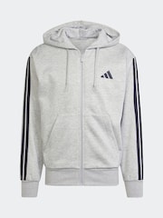 adidas Grey Essentials 3-Stripes Fleece Hoodie - Image 11 of 11