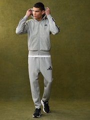 adidas Grey Essentials 3-Stripes Fleece Hoodie - Image 2 of 11
