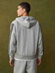 adidas Grey Essentials 3-Stripes Fleece Hoodie - Image 3 of 11