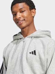 adidas Grey Essentials 3-Stripes Fleece Hoodie - Image 9 of 11