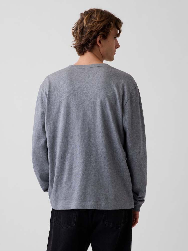 Gap Grey Heavyweight Relaxed Long Sleeve T-Shirt - Image 2 of 4